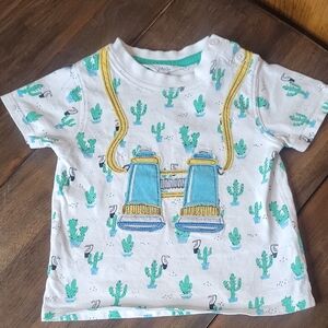 John Lewis Appliqued Binoculars Cactus Print Short Sleeve Tee Sz 9-12M